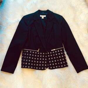 Michael Kors Gold Studded Navy Blue Blazer